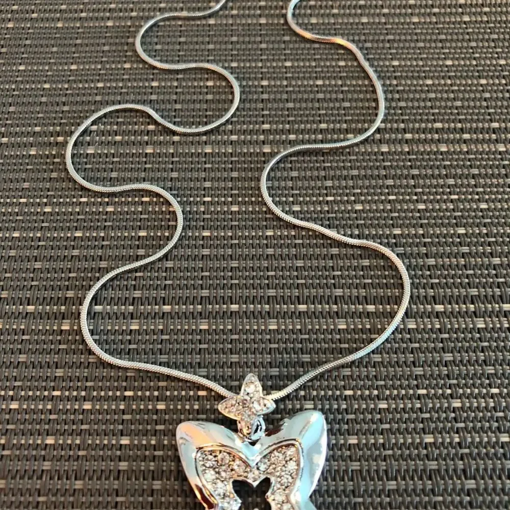 Silver Outline Butterly Charm Necklace
